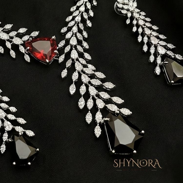 Arvena Dual-Tone Leaf Drop Necklace Set