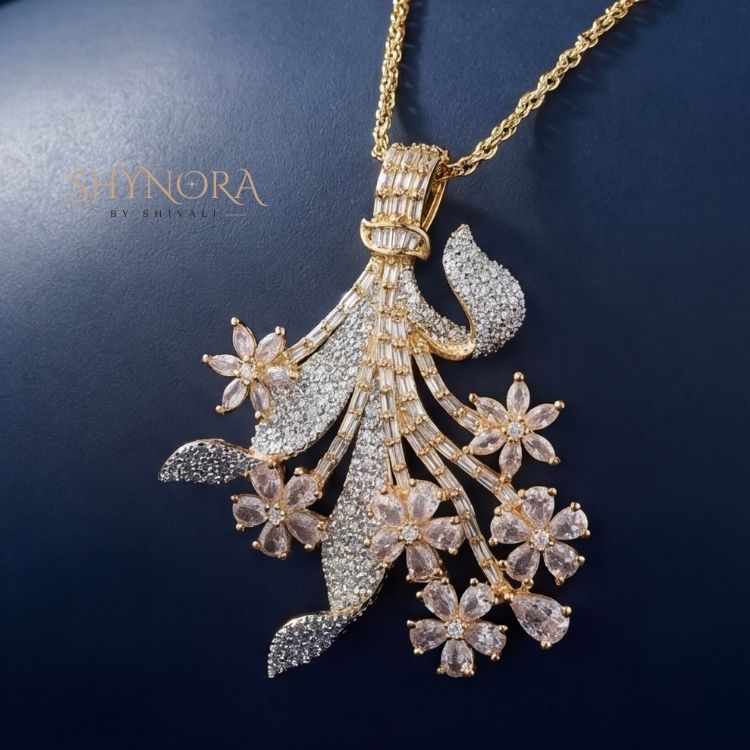 Blossom Cascade Diamond Pendant Set