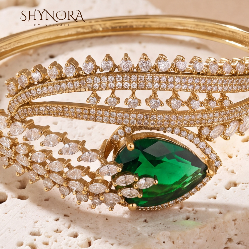 Emerald Accent Cuff Bracelet – Shynora By Shivali