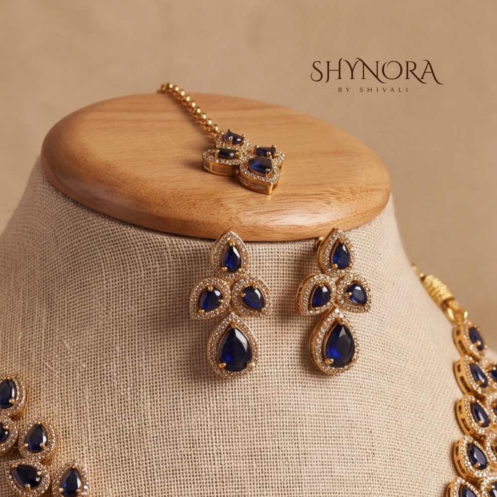Sapphire Butterfly Motif Necklace Set – Shynora By Shivali