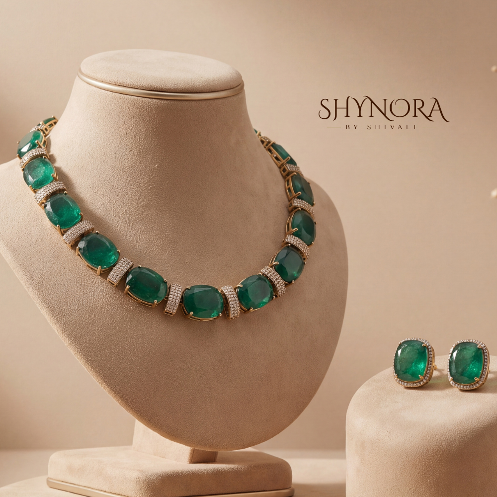 Emerald Cluster Mehendi Polish Tennis Bracelet – Shynora By Shivali