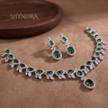 Emerald Oval Halo Necklace Set – Shynora By Shivali