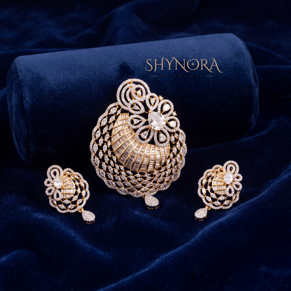 Scalloped Bloom AD Pendant Set – Shynora By Shivali