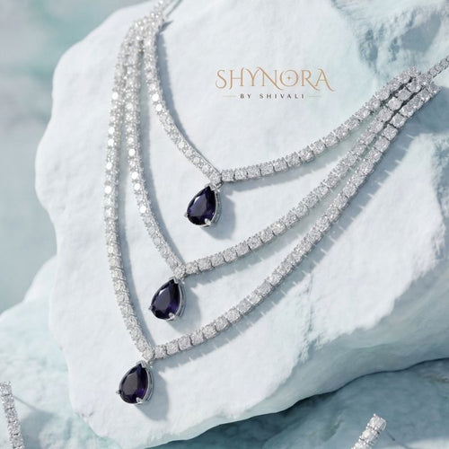 Amethyst Cascade Layered Crystal Necklace Set