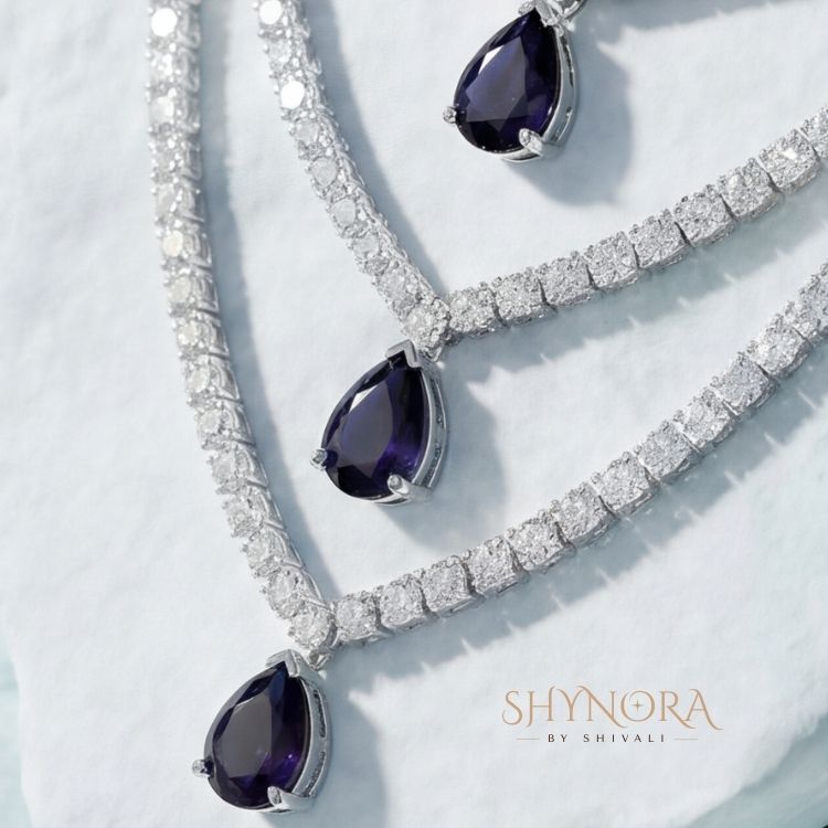 Amethyst Cascade Layered Crystal Necklace Set