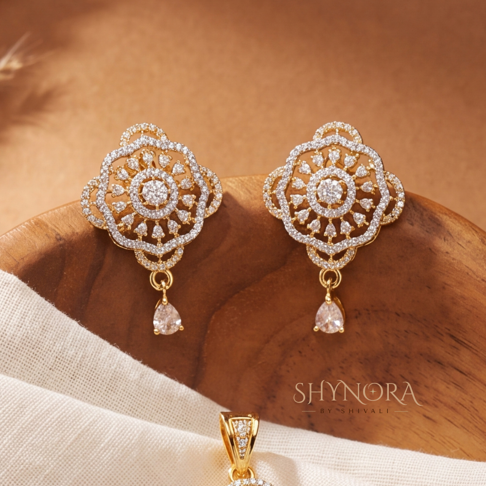 Blossom Wheel Tassel AD Pendant Set – Shynora By Shivali