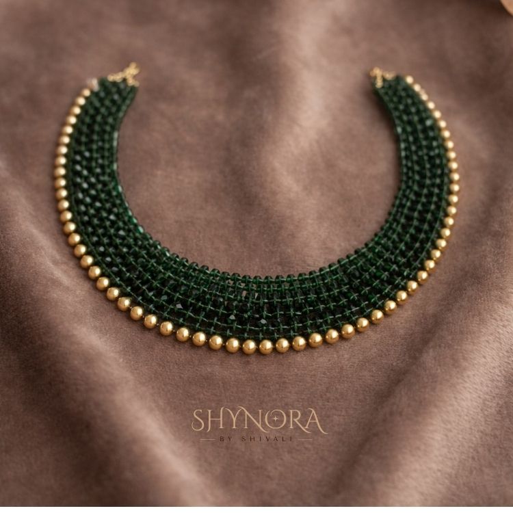 Emerald Beaded Luxe Choker Necklace