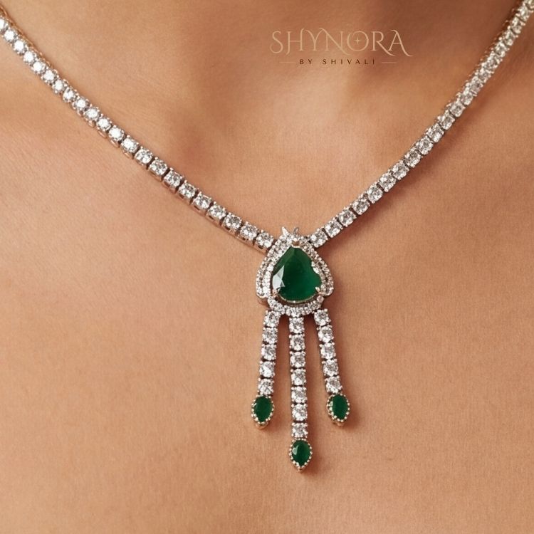 Emerald Drop Elegance Necklace Set