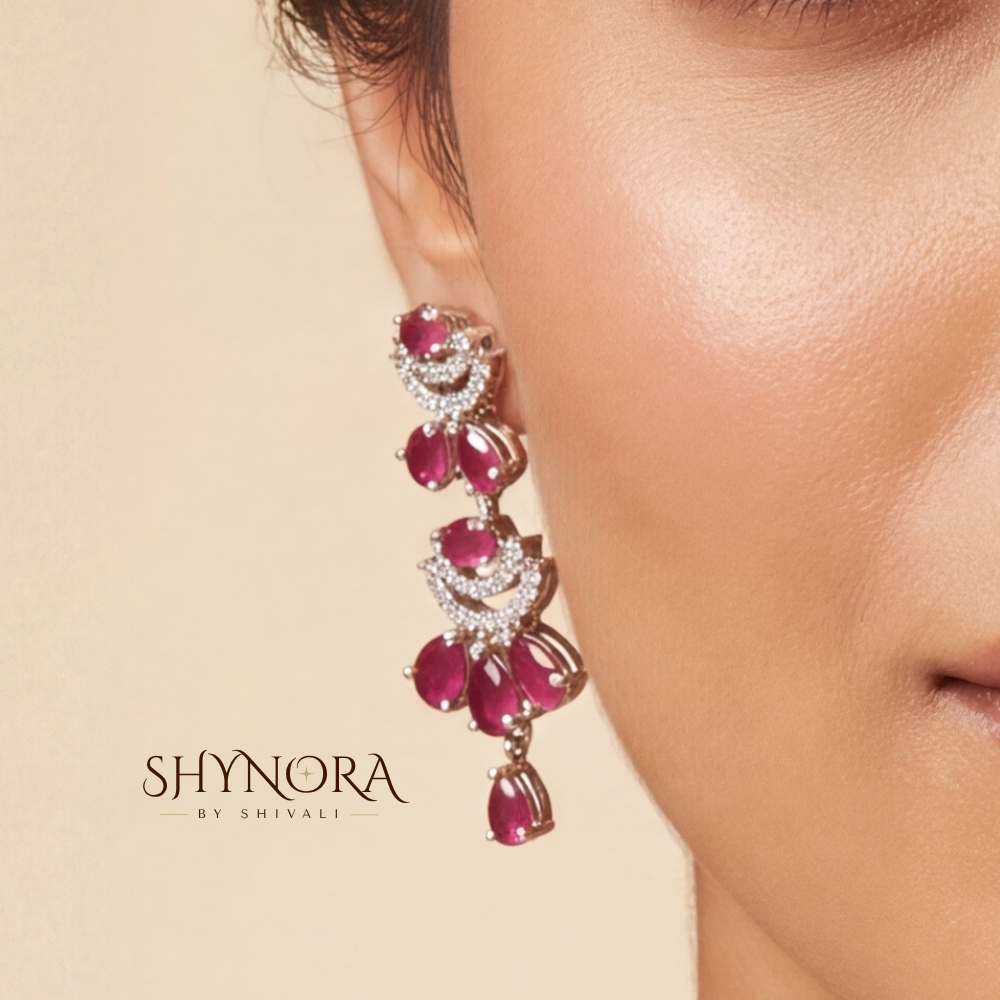 Ruby Cluster Pear Pendant Necklace Set – Shynora By Shivali