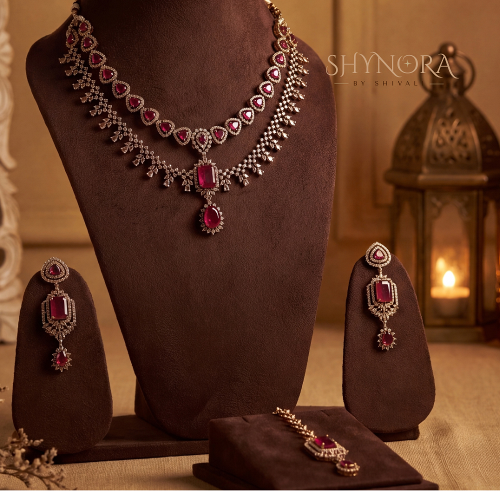 Multicolor Gemstone Graduated Pear Necklace Set – Shynora By Shivali