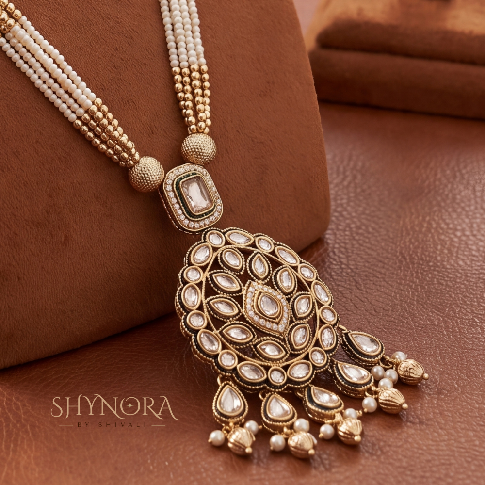 Maroon Kundan Pearl Strand Rani Haar – Shynora By Shivali
