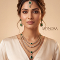Emerald Three Layer Square Pendant Necklace Set – Shynora By Shivali