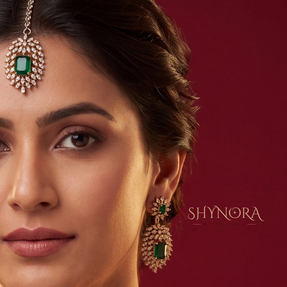 Two Tier Emerald Floral Necklace Set – Shynora By Shivali