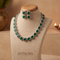 Emerald Oval Cluster Necklace Set – Shynora By Shivali
