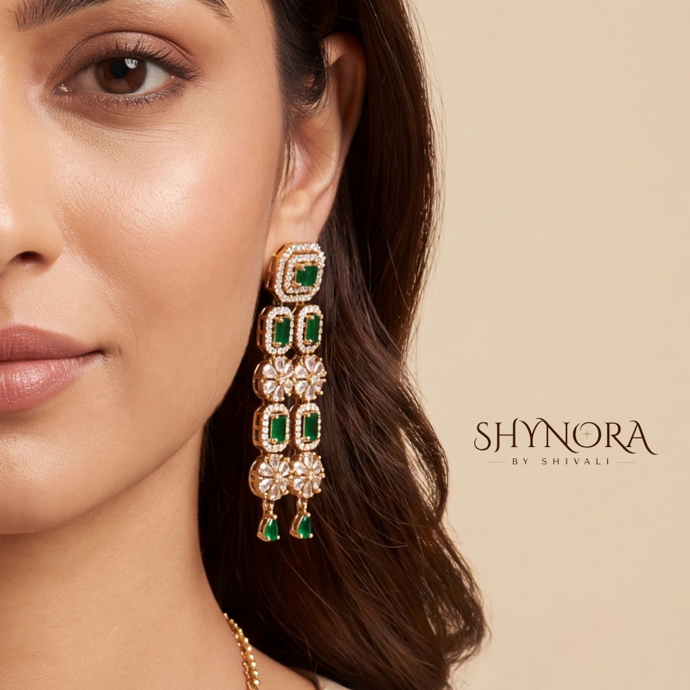 Emerald Three Layer Graduated Necklace Set – Shynora By Shivali