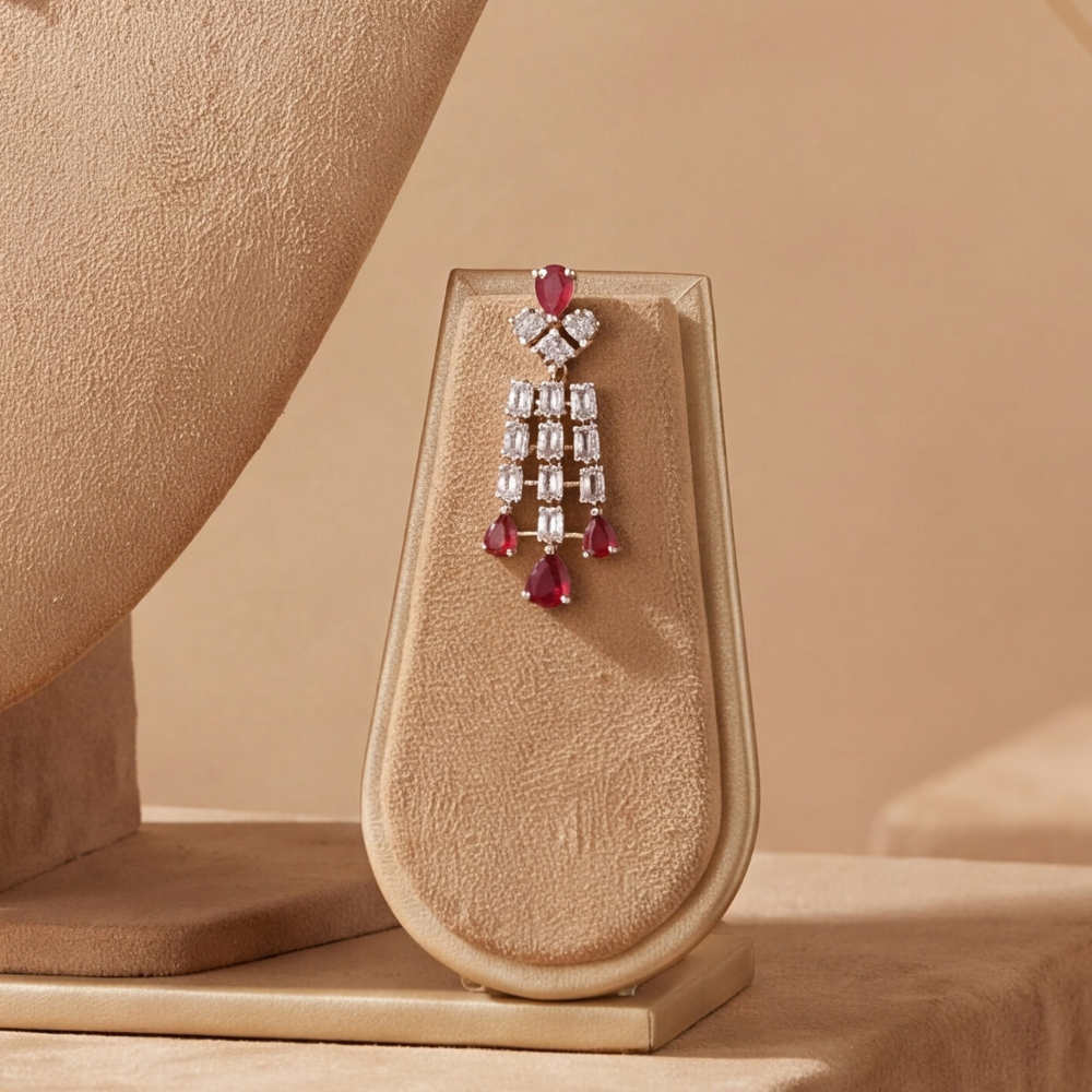 Ruby Red Layered Necklace Set with Maang Tikka – Shynora By Shivali