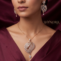 Golden Leaf Paisley AD Pendant Set – Shynora By Shivali