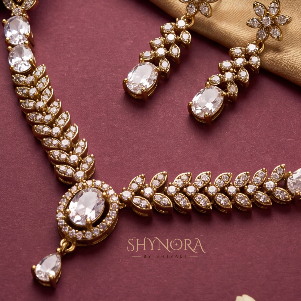 Scalloped Floret Drop Necklace Set – Shynora By Shivali