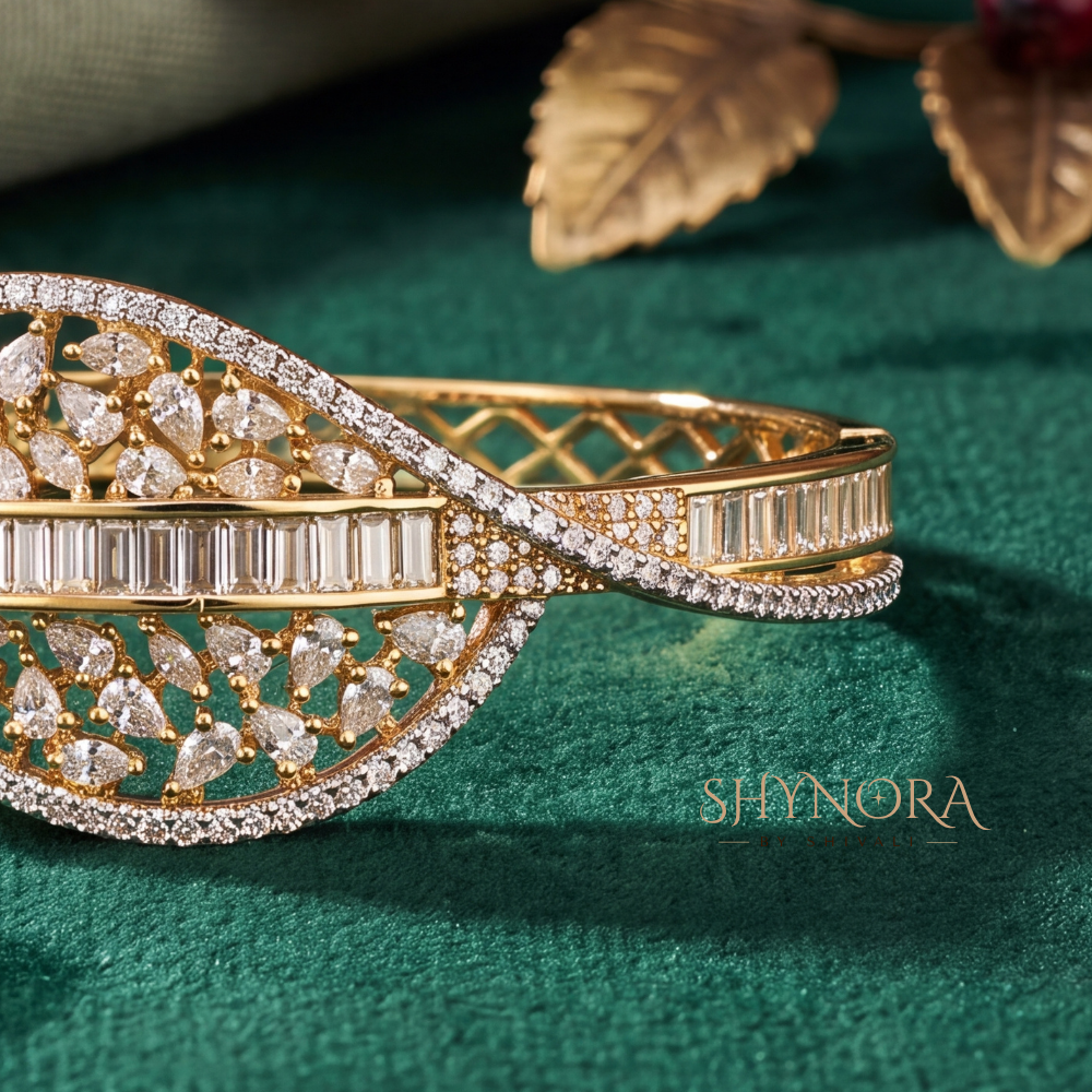 Leaf Baguette Teardrop Kada – Shynora By Shivali
