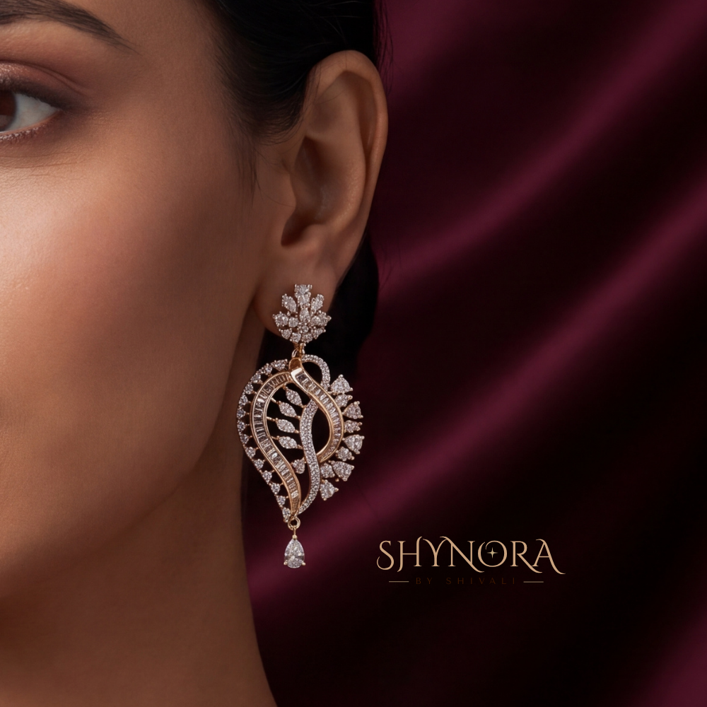 Golden Leaf Paisley AD Pendant Set – Shynora By Shivali