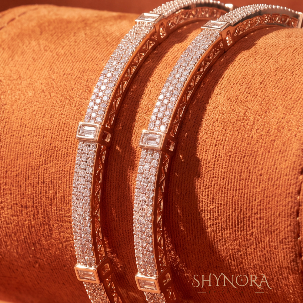 Rose Gold Pave Stacking Kada (Set of 2) – Shynora By Shivali