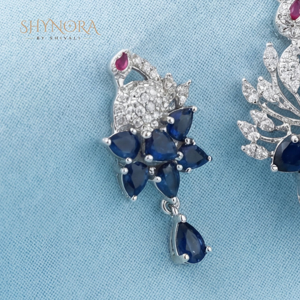 Sapphire Peacock Motif Pendant Set – Shynora By Shivali