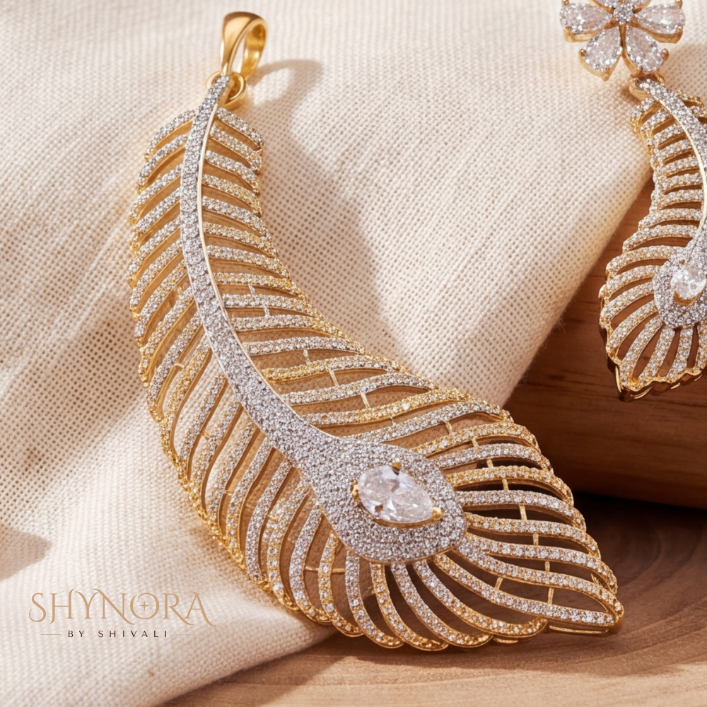 Feather Leaf Pendant Set – Shynora By Shivali