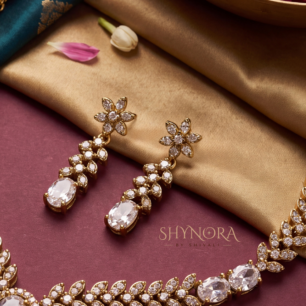 Scalloped Floret Drop Necklace Set – Shynora By Shivali
