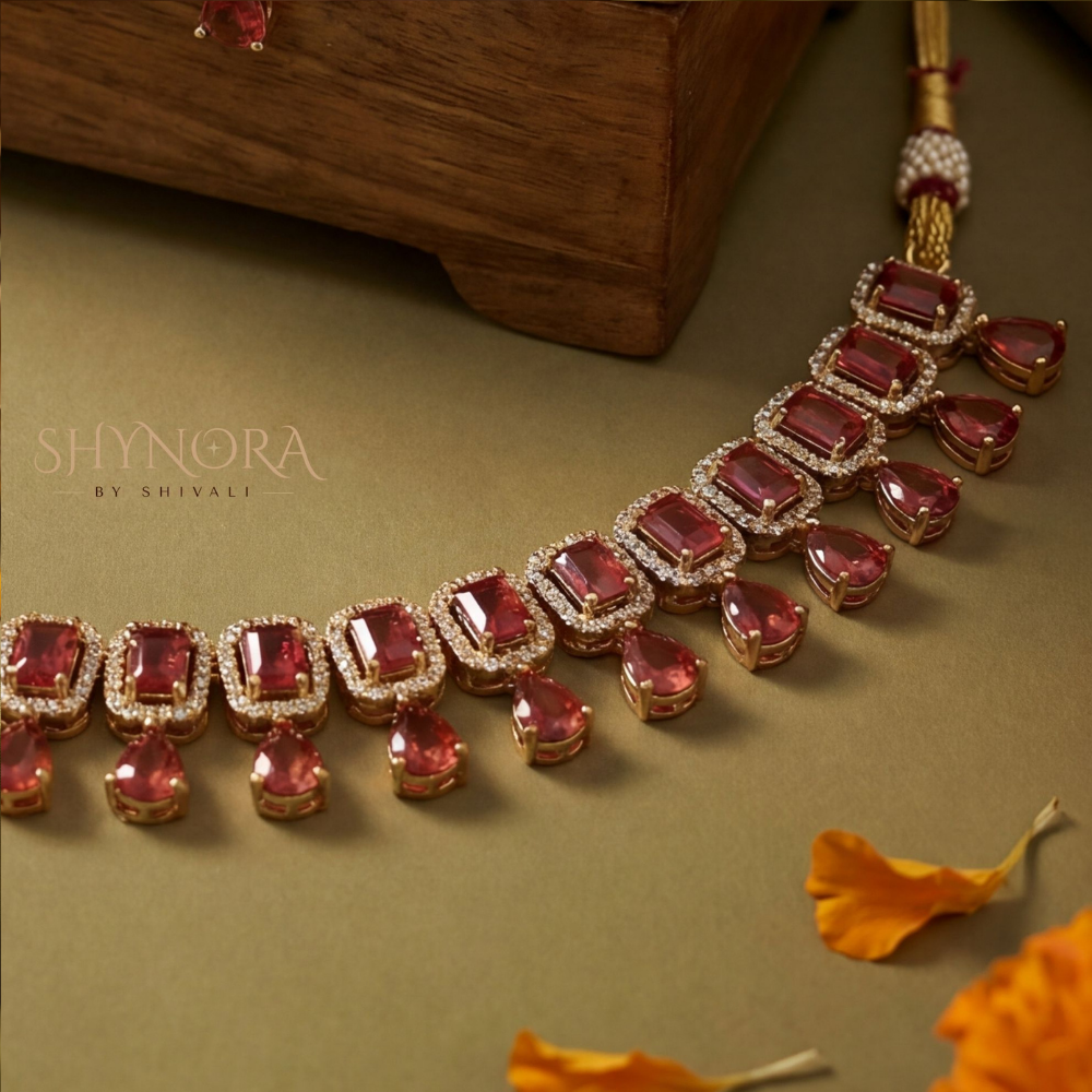 Ruby Graduated Collar Necklace Set – Shynora By Shivali