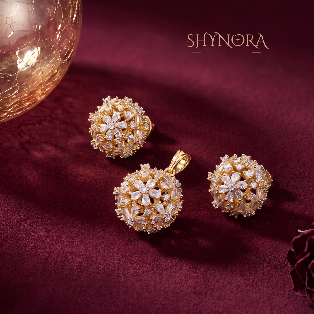 Round Floral Cluster Pendant Set – Shynora By Shivali