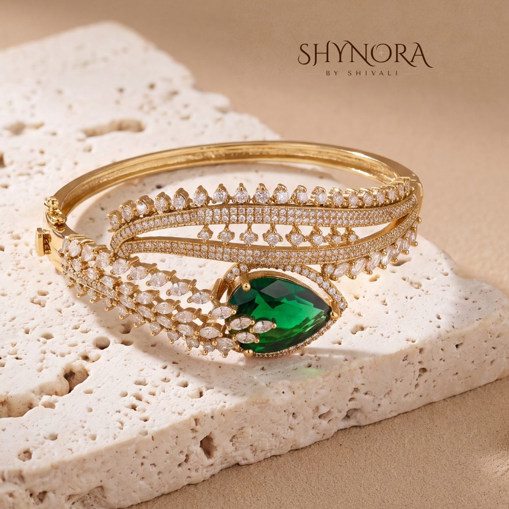 Emerald Accent Cuff Bracelet – Shynora By Shivali