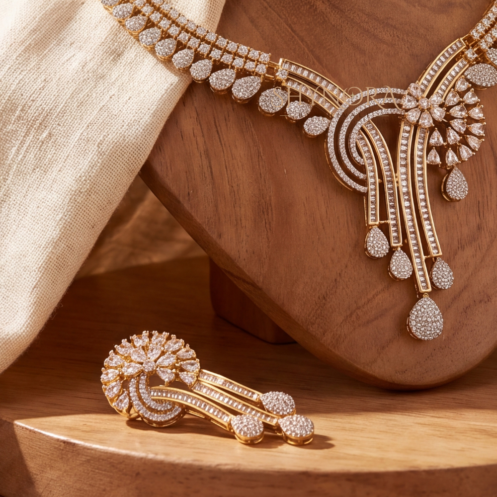 Chandelier Fan Drop Necklace Set – Shynora By Shivali