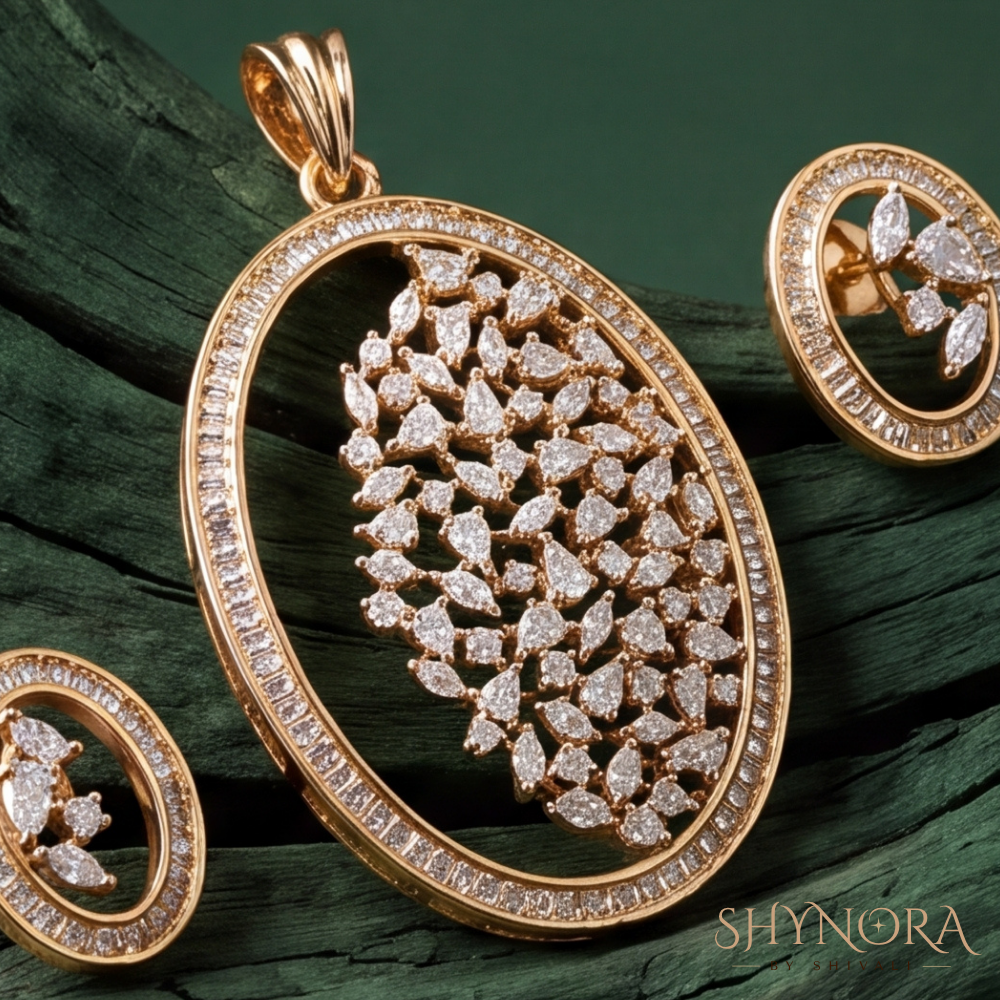 Ivory Cluster Halo AD Pendant Set