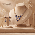 Sapphire Trellis Heart Cluster Necklace Set – Shynora By Shivali