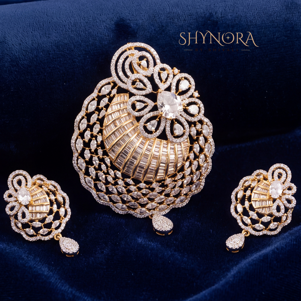 Scalloped Bloom AD Pendant Set – Shynora By Shivali