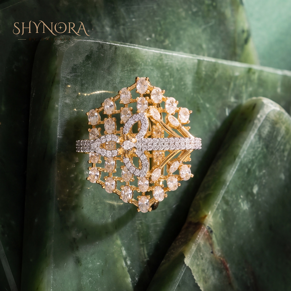 Round Geometric Baguette Cocktail Ring – Shynora By Shivali