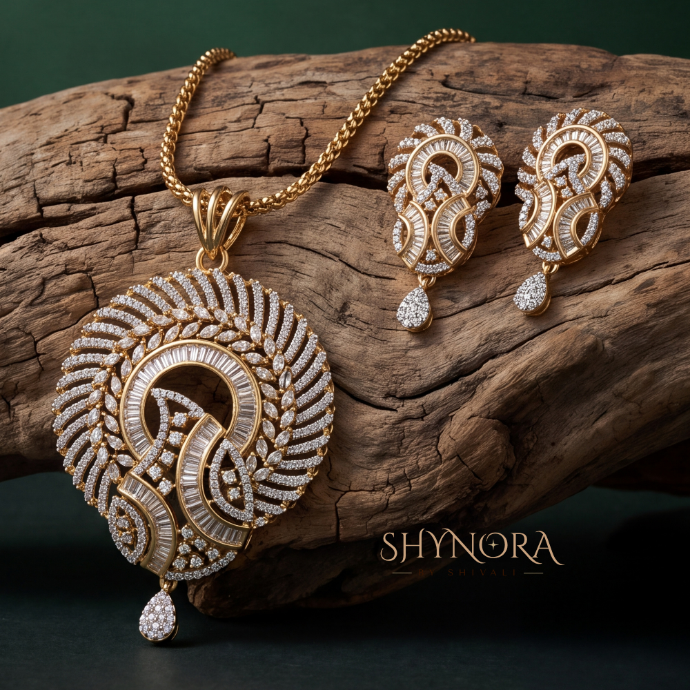 Looped Wave AD Pendant Set – Shynora By Shivali