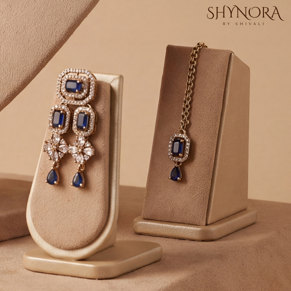 Sapphire Floral Drop Necklace Set – Shynora By Shivali