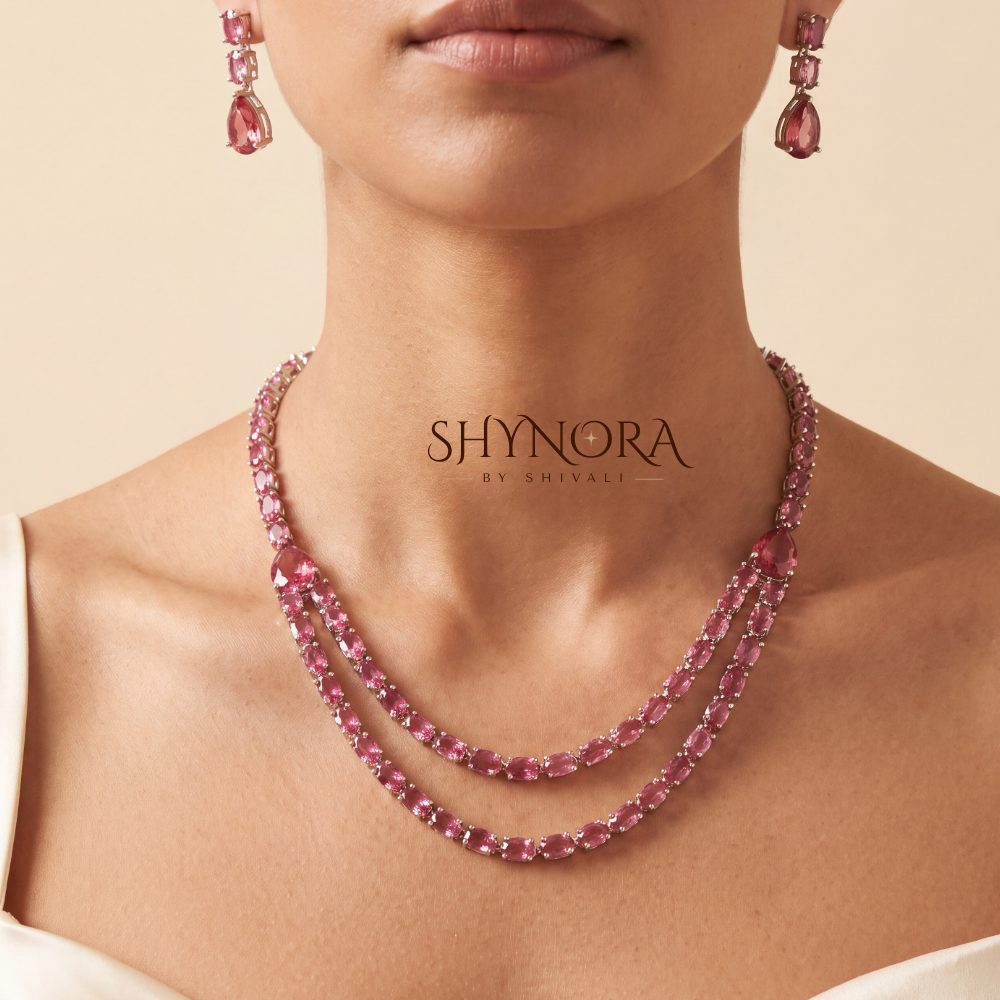 Pink Double Strand Necklace Set – Shynora By Shivali