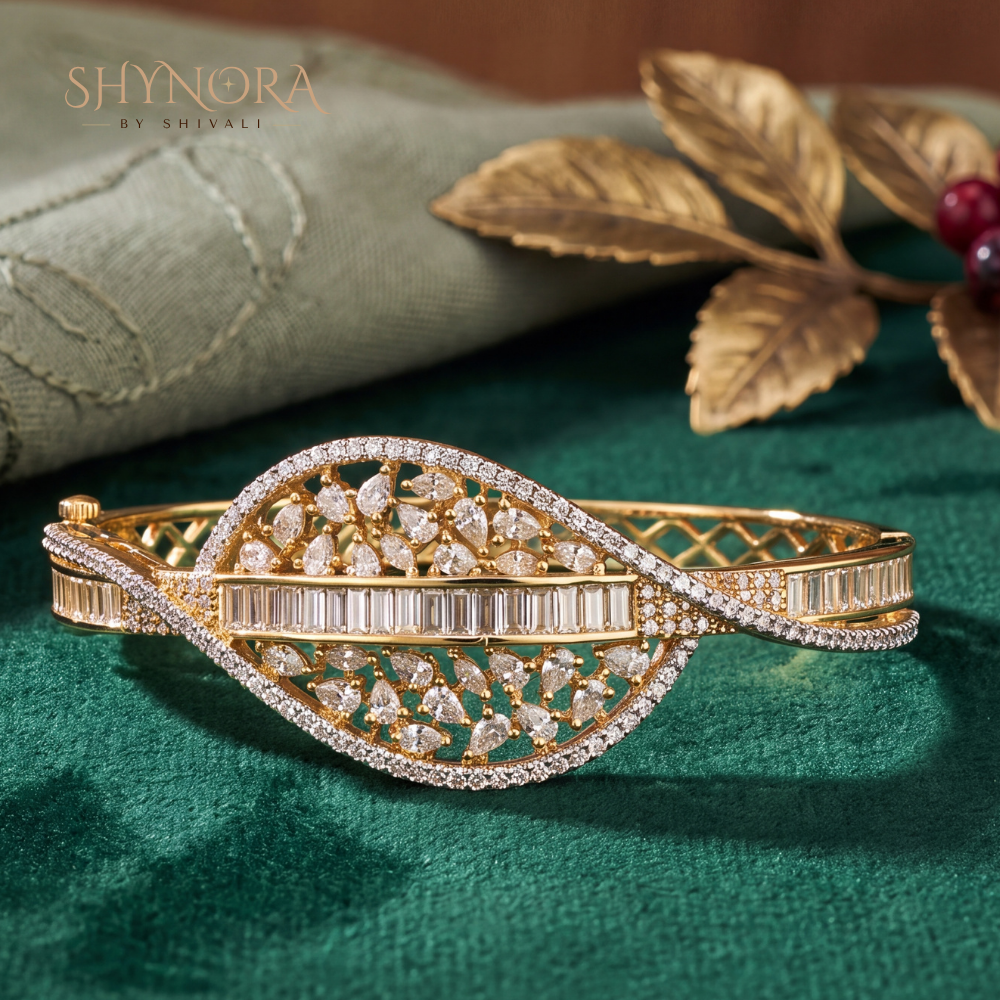 Leaf Baguette Teardrop Kada – Shynora By Shivali