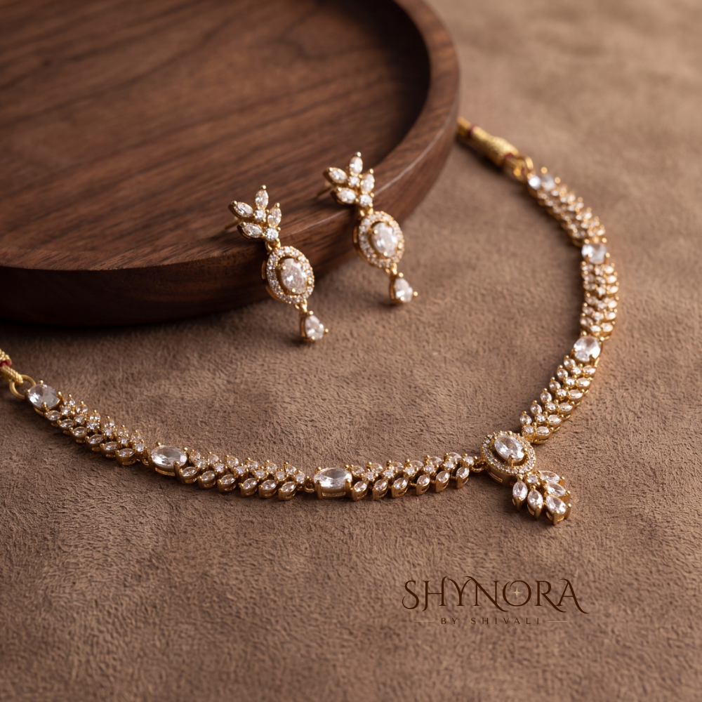 Leaf Vine Solitaire Pendant Necklace Set – Shynora By Shivali
