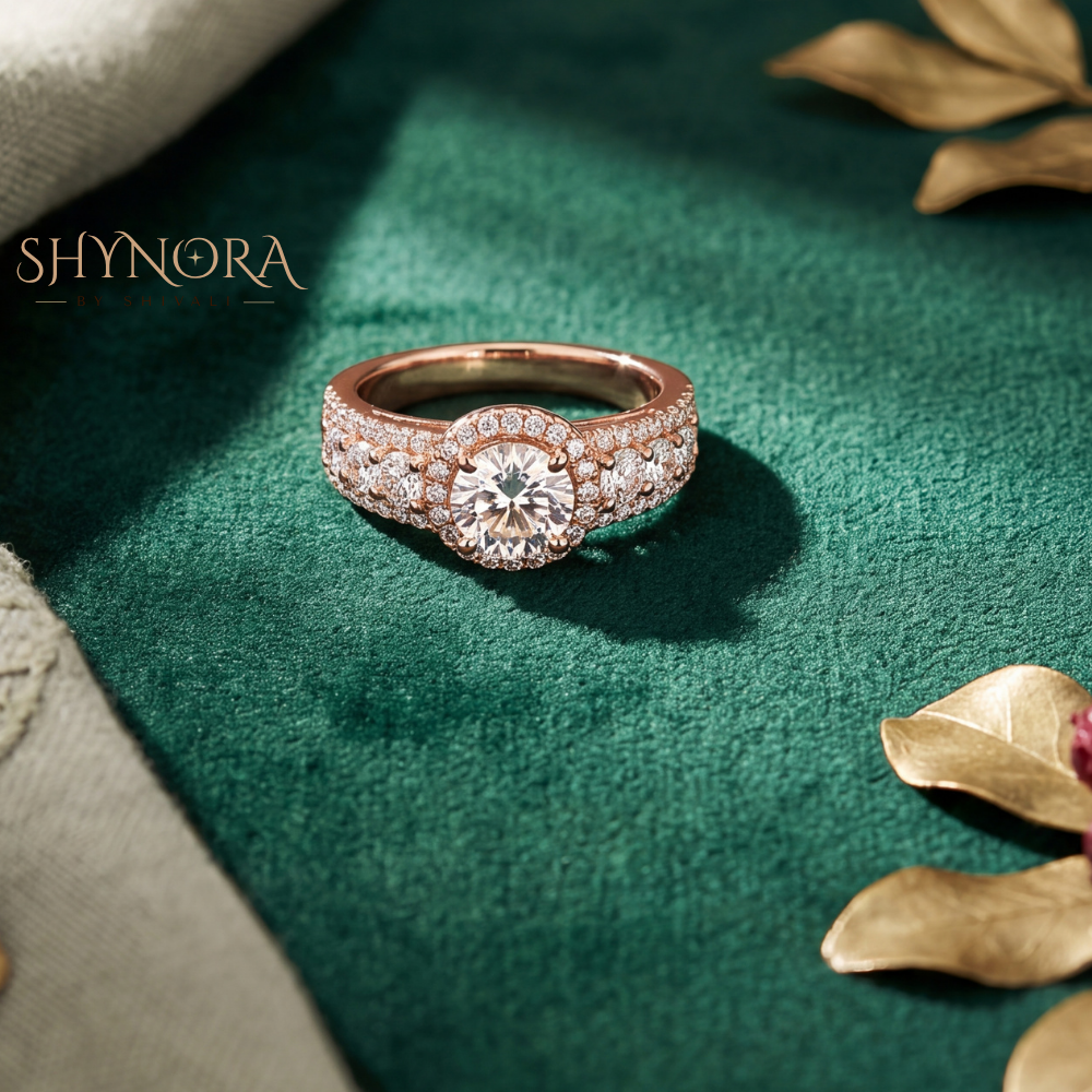 Round Halo Twist Cocktail Ring – Shynora By Shivali