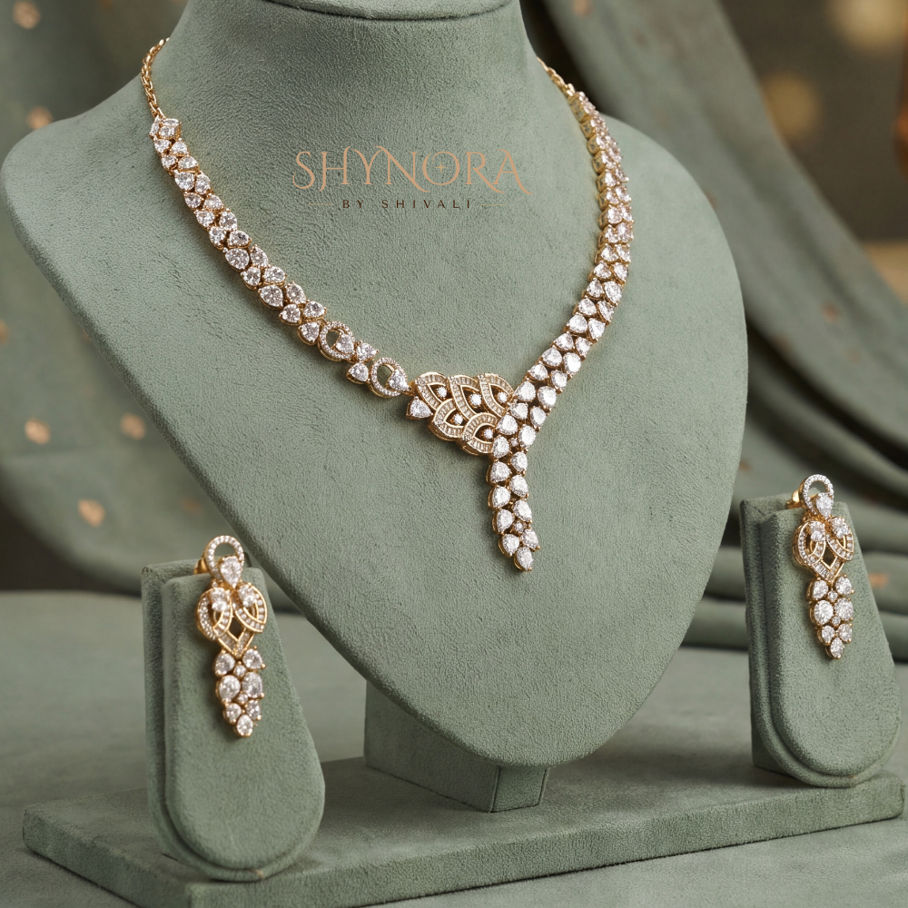 Scalloped Diamond Fan Necklace Set – Shynora By Shivali