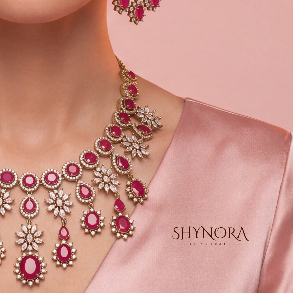 Ruby Elaborate Bib Necklace Set – Shynora By Shivali