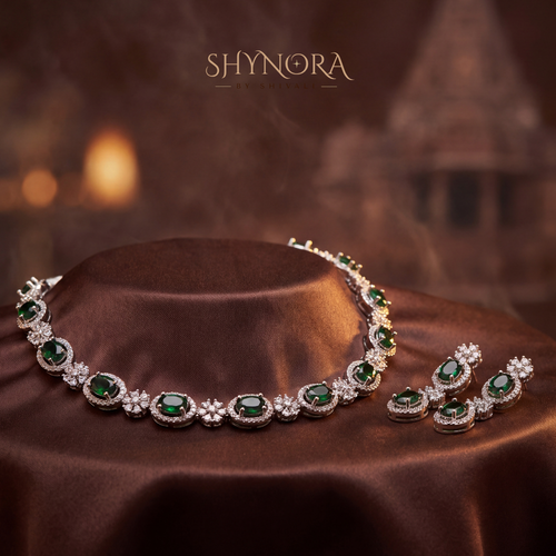 Emerald Oval Cluster Necklace Set Two – Shynora By Shivali