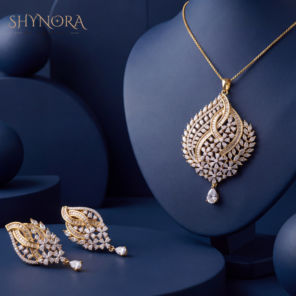 Leaf Drop Pendant Set – Shynora By Shivali