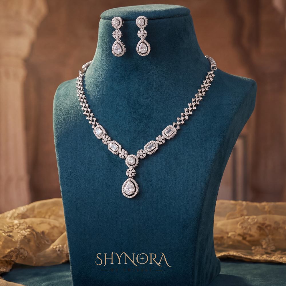 Graduated Drop Cluster Necklace Set – Shynora By Shivali