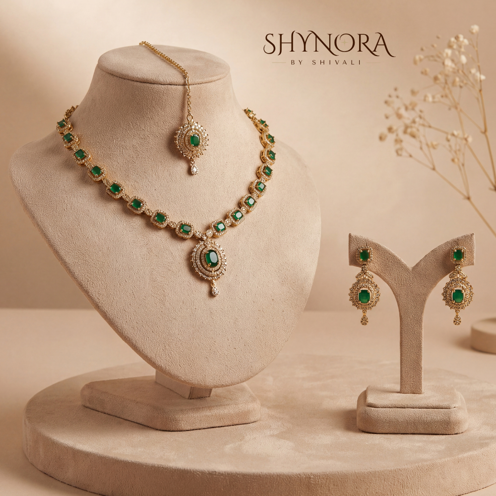 Sapphire Delicate Pendant Necklace Set – Shynora By Shivali