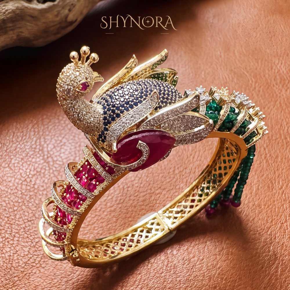 Peacock Enamel Meenakari Kada – Shynora By Shivali