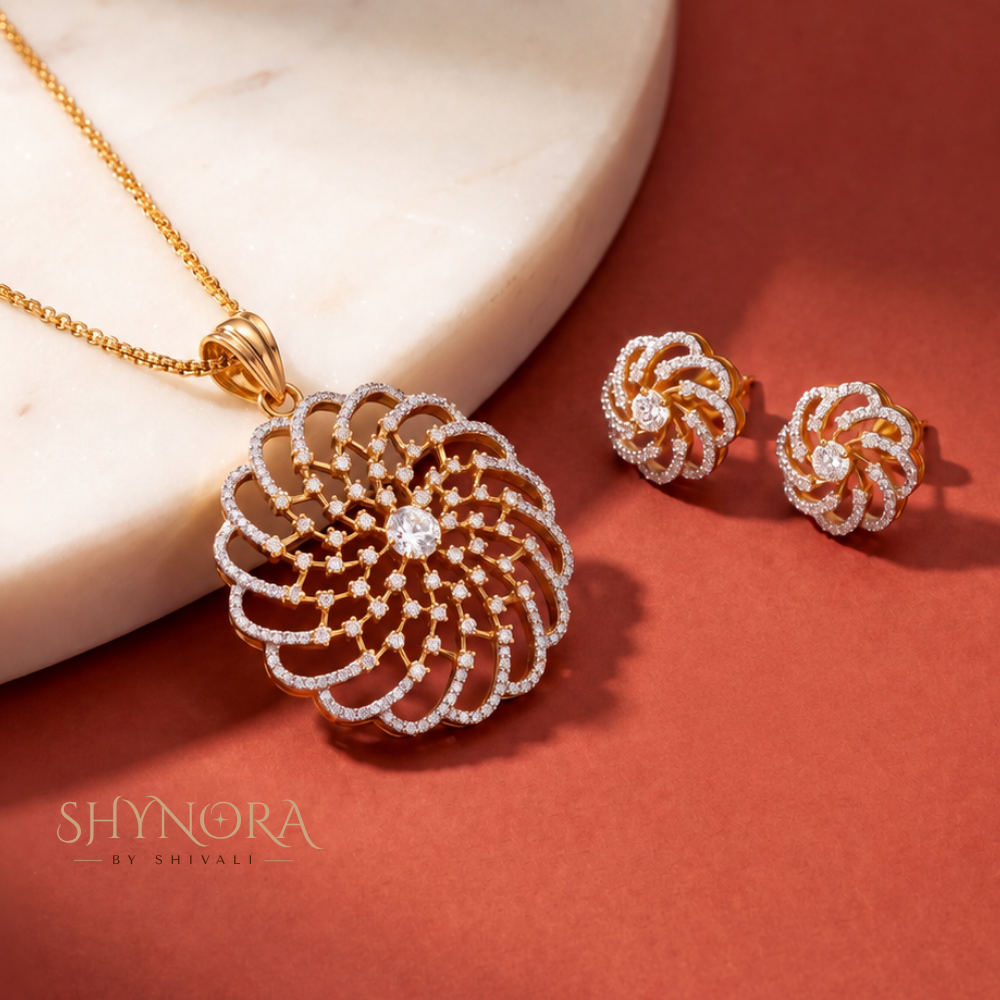 Pinwheel Spiral Pendant Set – Shynora By Shivali